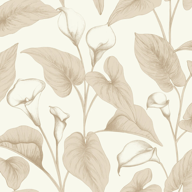 Dutch Wallcoverings Dutch Wallcoverings - Inia- Calla beige - Vliesbehang - 10m x 53cm - A83602