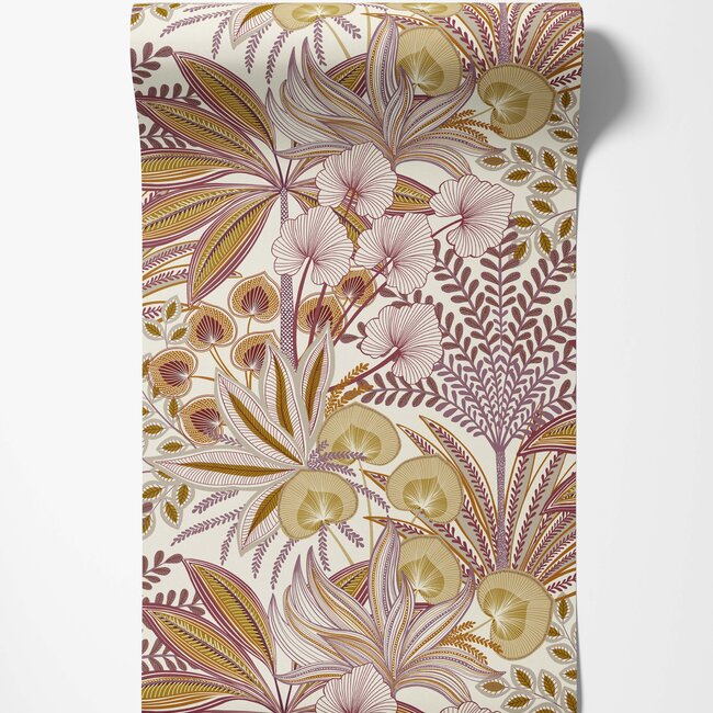 Dutch Wallcoverings Dutch Wallcoverings - Karuna- Jody wit/oranje/rood - Vliesbehang - 10m x 53cm - A69001