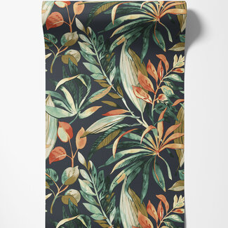 Dutch Wallcoverings Dutch Wallcoverings - Karuna- Inky Palms d.blauw/grn/oranje - A71202
