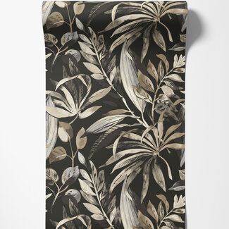 Dutch Wallcoverings Dutch Wallcoverings - Karuna- Inky Palms zwart/beige - A71203