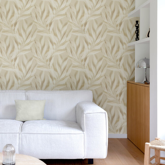 Dutch Wallcoverings Dutch Wallcoverings - Karuna- Eden beige - Vliesbehang - 10m x 53cm - A76101