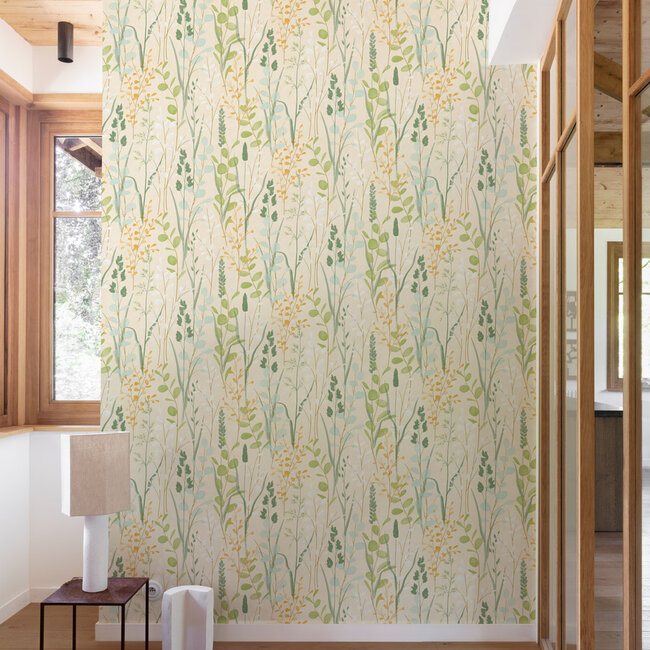 Dutch Wallcoverings Dutch Wallcoverings - Karuna- Galia l.roze/groen - Vliesbehang - 10m x 53cm - A76202