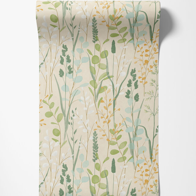 Dutch Wallcoverings Dutch Wallcoverings - Karuna- Galia l.roze/groen - Vliesbehang - 10m x 53cm - A76202