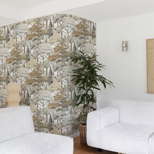 Dutch Wallcoverings Dutch Wallcoverings - Karuna- Sketched Forest beige - Vliesbehang - 10m x 53cm - A76301