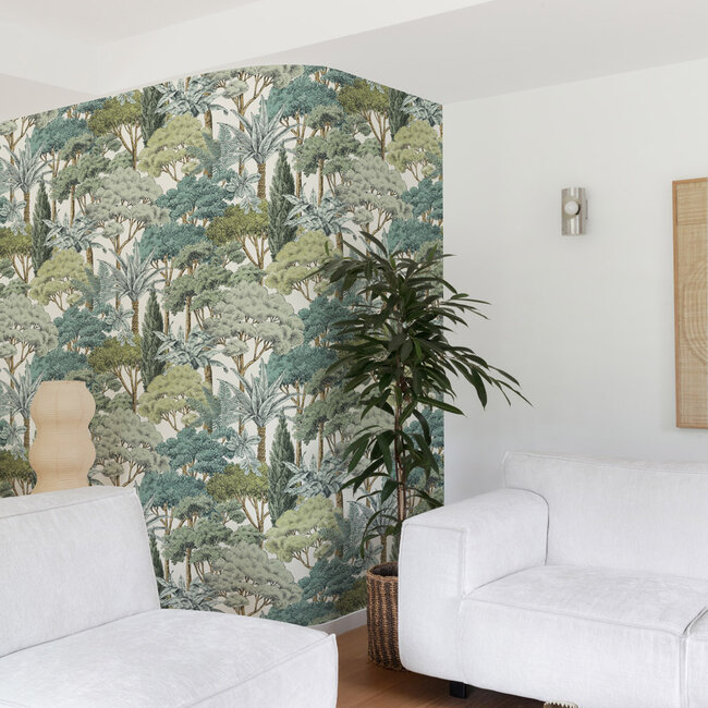 Dutch Wallcoverings Dutch Wallcoverings - Karuna- Sketched Forest groen - Vliesbehang - 10m x 53cm - A76302