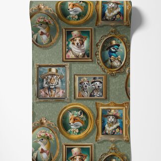 Dutch Wallcoverings Dutch Wallcoverings - Imaginarium 3 - Regal Beasts Sage - 13792