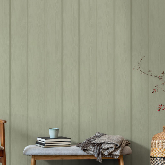 Dutch Wallcoverings Dutch Wallcoverings - Imaginarium 3 - Tongue & Groove Sage - Papierbehang - 10m x 53cm - 13990