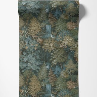 Dutch Wallcoverings Dutch Wallcoverings - Imaginarium 3 - Midnight Woods Teal/Yellow - 14150