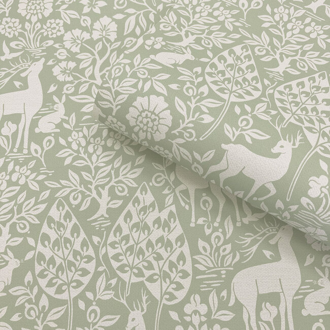 Dutch Wallcoverings Dutch Wallcoverings - Imaginarium 3 - Deer Woods Sage - Papierbehang - 10m x 53cm - 14160