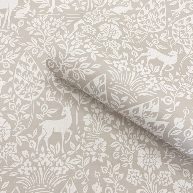 Dutch Wallcoverings Dutch Wallcoverings - Imaginarium 3 - Deer Woods Taupe - Papierbehang - 10m x 53cm - 14161