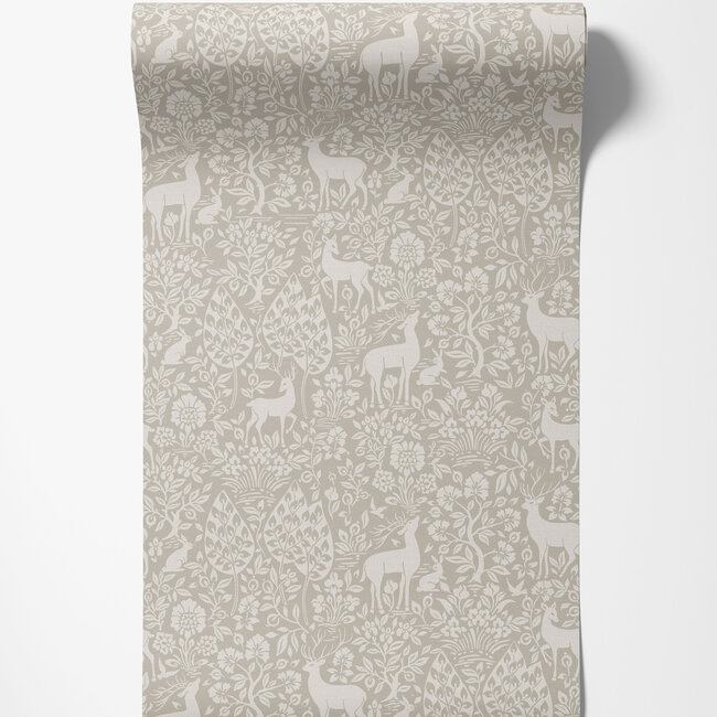 Dutch Wallcoverings Dutch Wallcoverings - Imaginarium 3 - Deer Woods Taupe - Papierbehang - 10m x 53cm - 14161