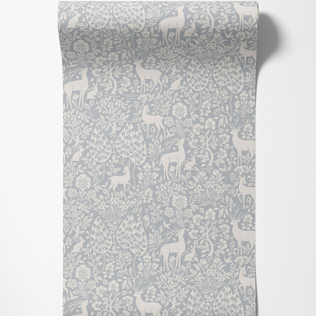 Dutch Wallcoverings Dutch Wallcoverings - Imaginarium 3 - Deer Woods Blue - Papierbehang - 10m x 53cm - 14163