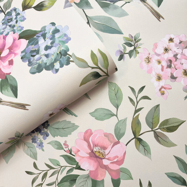 Dutch Wallcoverings Dutch Wallcoverings - Imaginarium 3 - The Bird Garden Beige/Multi - Papierbehang - 10m x 53cm - 14192