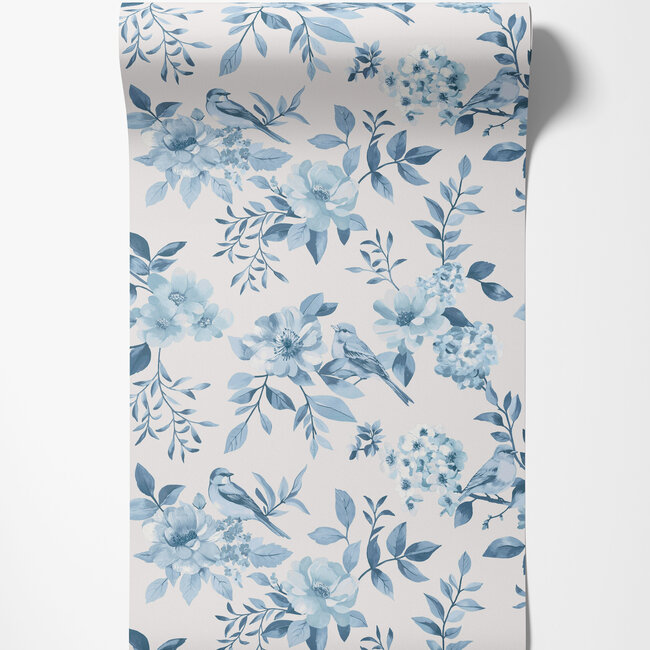 Dutch Wallcoverings Dutch Wallcoverings - Imaginarium 3 - The Bird Garden Blue - Papierbehang - 10m x 53cm - 14193