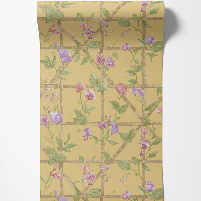 Dutch Wallcoverings Dutch Wallcoverings - Imaginarium 3 - Trailing Floral Trellis Ochre - Papierbehang - 10m x 53cm - 14201
