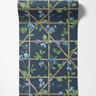 Dutch Wallcoverings Dutch Wallcoverings - Imaginarium 3 - Trailing Floral Trellis Navy - 14202