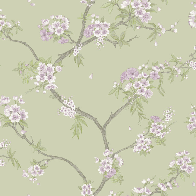 Dutch Wallcoverings Dutch Wallcoverings - Imaginarium 3 - Cherry Blossom Sage Heather - Papierbehang - 10m x 53cm - 14210
