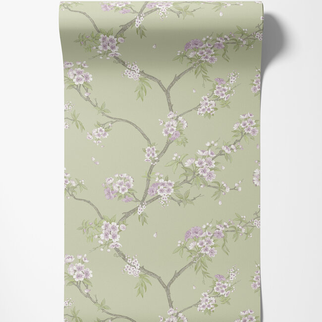 Dutch Wallcoverings Dutch Wallcoverings - Imaginarium 3 - Cherry Blossom Sage Heather - Papierbehang - 10m x 53cm - 14210