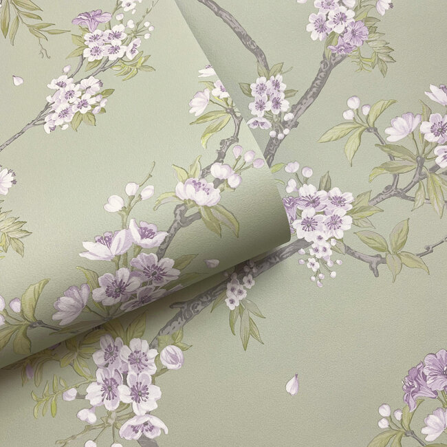 Dutch Wallcoverings Dutch Wallcoverings - Imaginarium 3 - Cherry Blossom Sage Heather - Papierbehang - 10m x 53cm - 14210