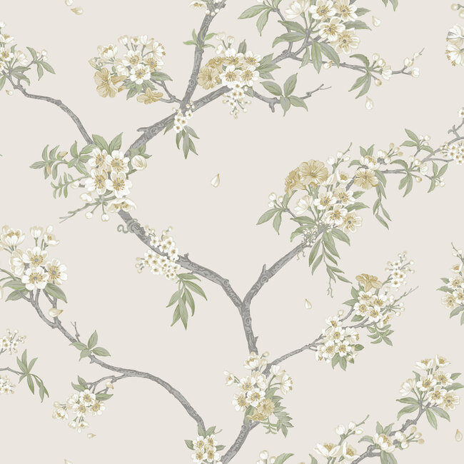 Dutch Wallcoverings Dutch Wallcoverings - Imaginarium 3 - Cherry Blossom Yellow Cream - Papierbehang - 10m x 53cm - 14212