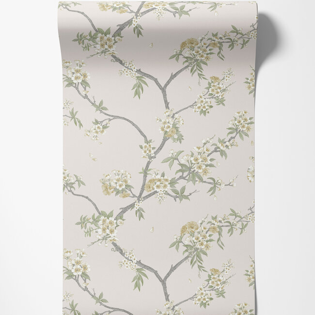 Dutch Wallcoverings Dutch Wallcoverings - Imaginarium 3 - Cherry Blossom Yellow Cream - Papierbehang - 10m x 53cm - 14212