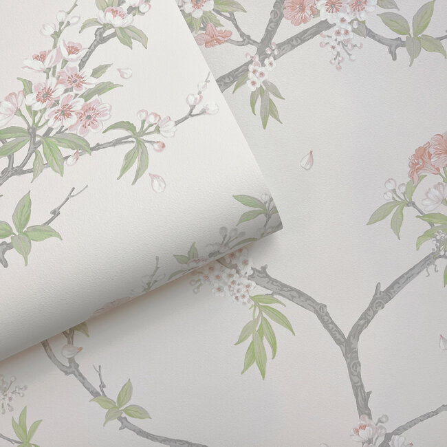 Dutch Wallcoverings Dutch Wallcoverings - Imaginarium 3 - Cherry Blossom Pink Cream - Papierbehang - 10m x 53cm - 14213