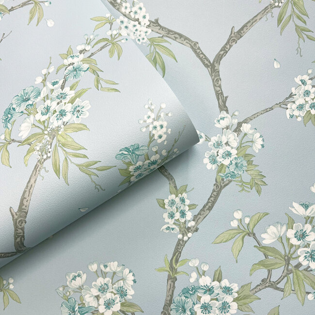 Dutch Wallcoverings Dutch Wallcoverings - Imaginarium 3 - Cherry Blossom Blue - Papierbehang - 10m x 53cm - 14214