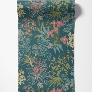 Dutch Wallcoverings Dutch Wallcoverings - Imaginarium 3 - Full Bloom Teal - 14220