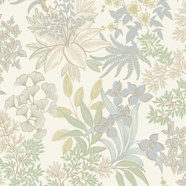 Dutch Wallcoverings Dutch Wallcoverings - Imaginarium 3 - Full Bloom Blue Sage - Papierbehang - 10m x 53cm - 14222