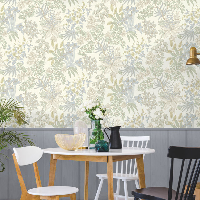Dutch Wallcoverings Dutch Wallcoverings - Imaginarium 3 - Full Bloom Blue Sage - Papierbehang - 10m x 53cm - 14222