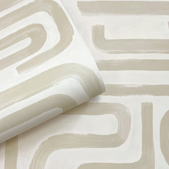 Dutch Wallcoverings Dutch Wallcoverings - Imaginarium 3 - Brushed Geo Neutral - Papierbehang - 10m x 53cm - 14230