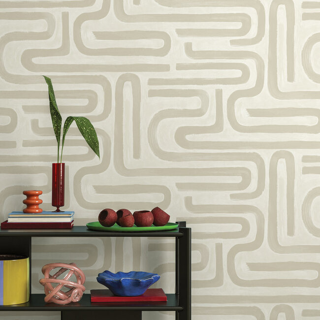 Dutch Wallcoverings Dutch Wallcoverings - Imaginarium 3 - Brushed Geo Neutral - Papierbehang - 10m x 53cm - 14230