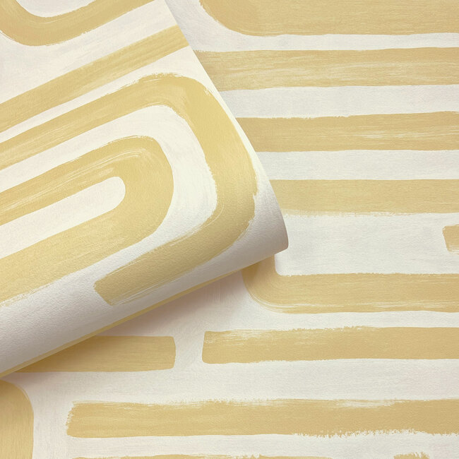 Dutch Wallcoverings Dutch Wallcoverings - Imaginarium 3 - Brushed Geo Ochre - Papierbehang - 10m x 53cm - 14231