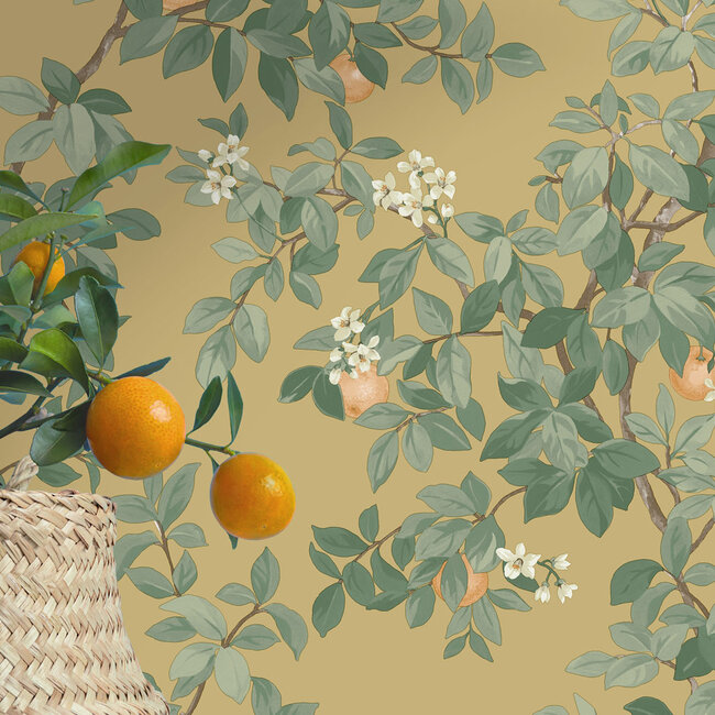 Dutch Wallcoverings Dutch Wallcoverings - Imaginarium 3 - Orange Tree Ochre - Papierbehang - 10m x 53cm - 14241