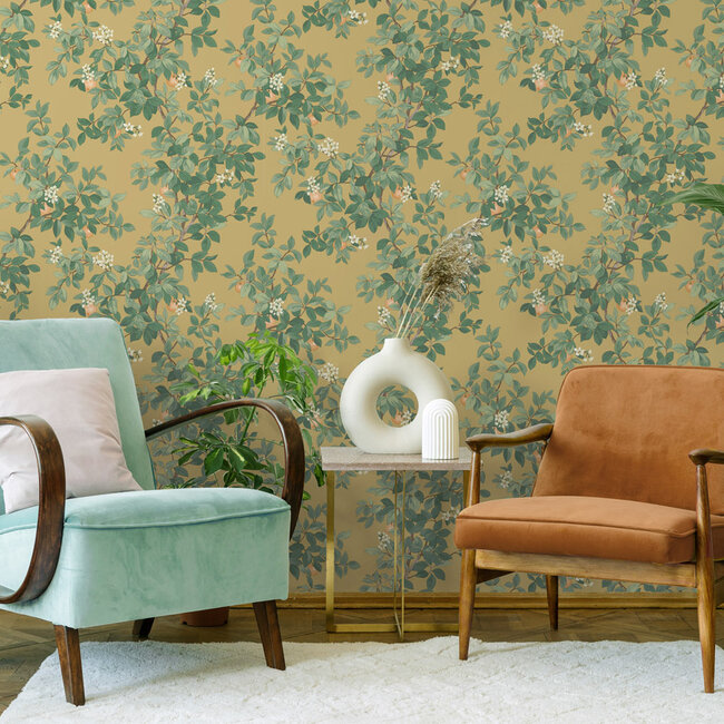 Dutch Wallcoverings Dutch Wallcoverings - Imaginarium 3 - Orange Tree Ochre - Papierbehang - 10m x 53cm - 14241