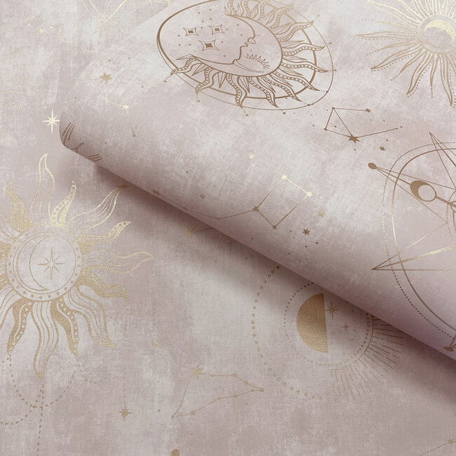 Dutch Wallcoverings Dutch Wallcoverings - Imaginarium 3 - Cosmic Pink Gold - Papierbehang - 10m x 53cm - 14250
