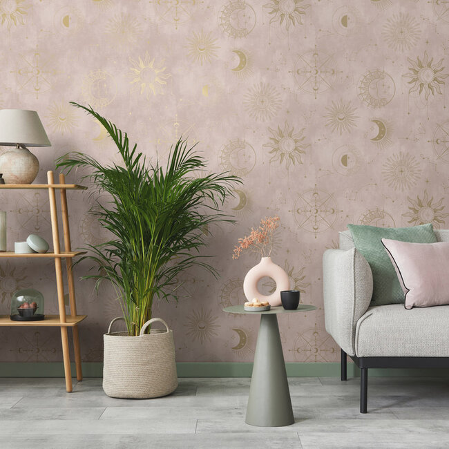 Dutch Wallcoverings Dutch Wallcoverings - Imaginarium 3 - Cosmic Pink Gold - Papierbehang - 10m x 53cm - 14250