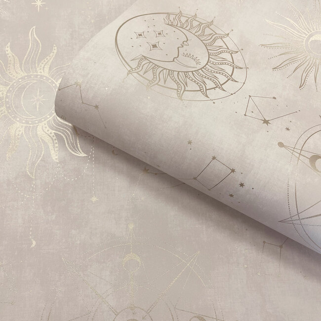 Dutch Wallcoverings Dutch Wallcoverings - Imaginarium 3 - Cosmic Cream Gold - Papierbehang - 10m x 53cm - 14252
