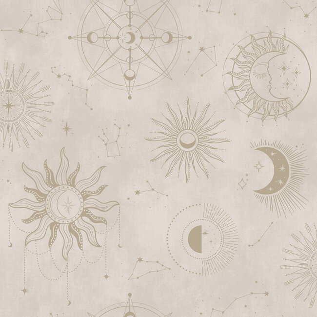 Dutch Wallcoverings Dutch Wallcoverings - Imaginarium 3 - Cosmic Cream Gold - Papierbehang - 10m x 53cm - 14252
