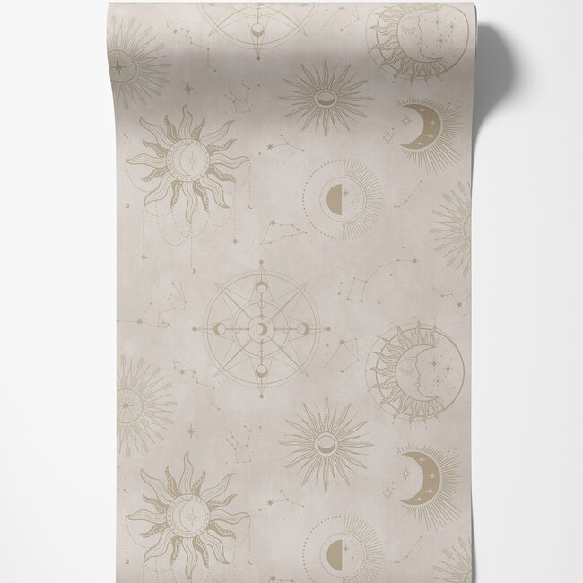 Dutch Wallcoverings Dutch Wallcoverings - Imaginarium 3 - Cosmic Cream Gold - Papierbehang - 10m x 53cm - 14252