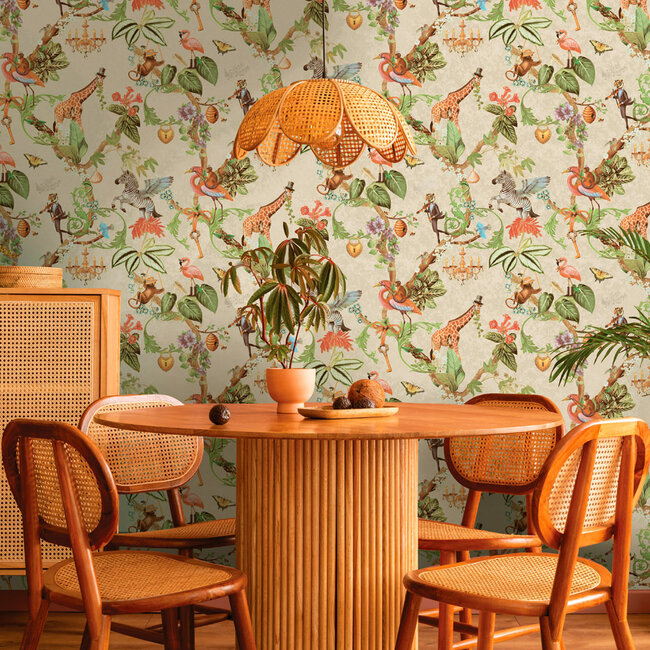 Dutch Wallcoverings Dutch Wallcoverings - Imaginarium 3 - Safari Symphony Beige - Papierbehang - 10m x 53cm - 14260