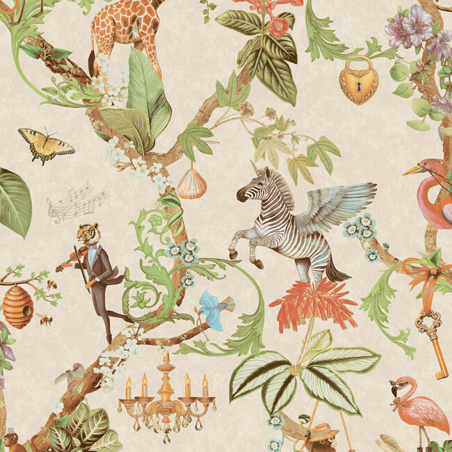 Dutch Wallcoverings Dutch Wallcoverings - Imaginarium 3 - Safari Symphony Beige - Papierbehang - 10m x 53cm - 14260