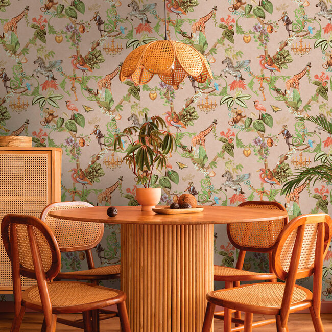 Dutch Wallcoverings Dutch Wallcoverings - Imaginarium 3 - Safari Symphony Soft Pink - Papierbehang - 10m x 53cm - 14261