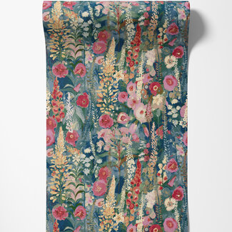 Dutch Wallcoverings Dutch Wallcoverings - Inia- Delphinium Forest blauw/roze - A74602