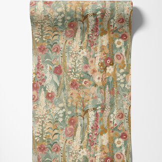 Dutch Wallcoverings Dutch Wallcoverings - Inia- Delphinium Forest beige/rood - A74603