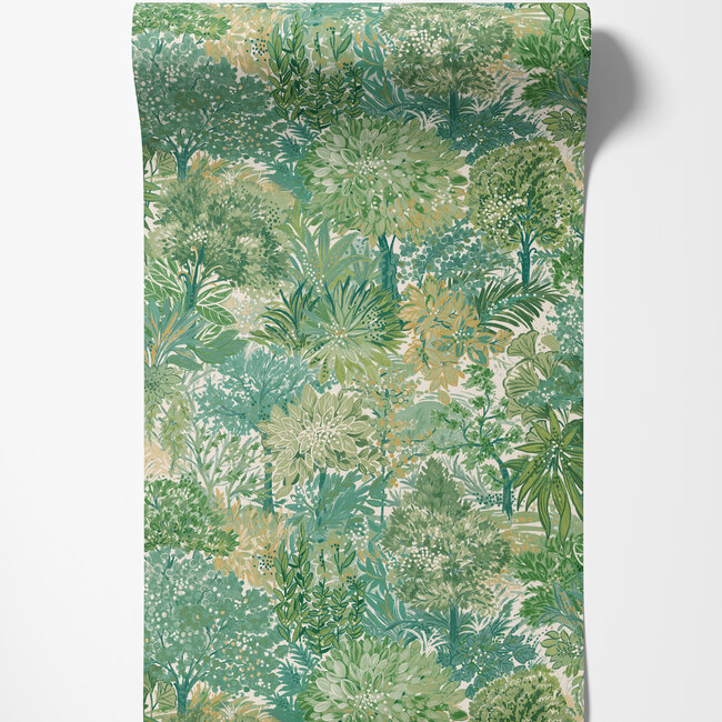 Dutch Wallcoverings Dutch Wallcoverings - Inia- Blossom Tree groen - Vliesbehang - 10m x 53cm - A78602