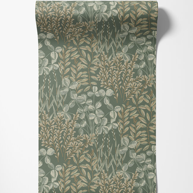 Dutch Wallcoverings Dutch Wallcoverings - Inia- Inia groen - Vliesbehang - 10m x 53cm - A78901