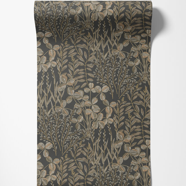 Dutch Wallcoverings Dutch Wallcoverings - Inia- Inia zwart - Vliesbehang - 10m x 53cm - A78903