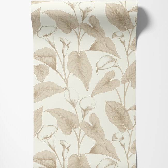 Dutch Wallcoverings Dutch Wallcoverings - Inia- Calla beige - Vliesbehang - 10m x 53cm - A83602