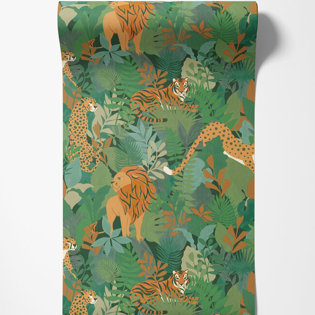 Dutch Wallcoverings Dutch Wallcoverings - Dream Catcher- Animal Kingdom Green - Papierbehang - 10m x 53cm - 13071